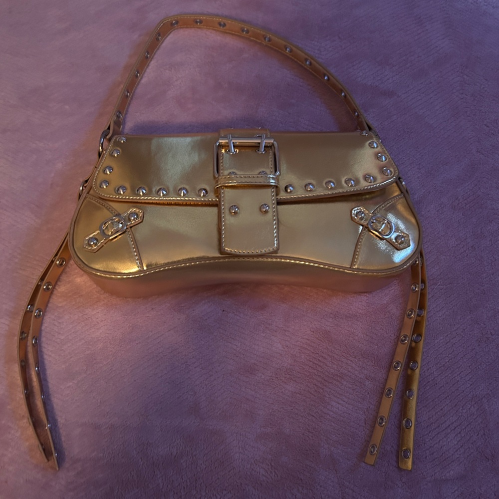 SHEIN Gold Studded Shoulder Bag